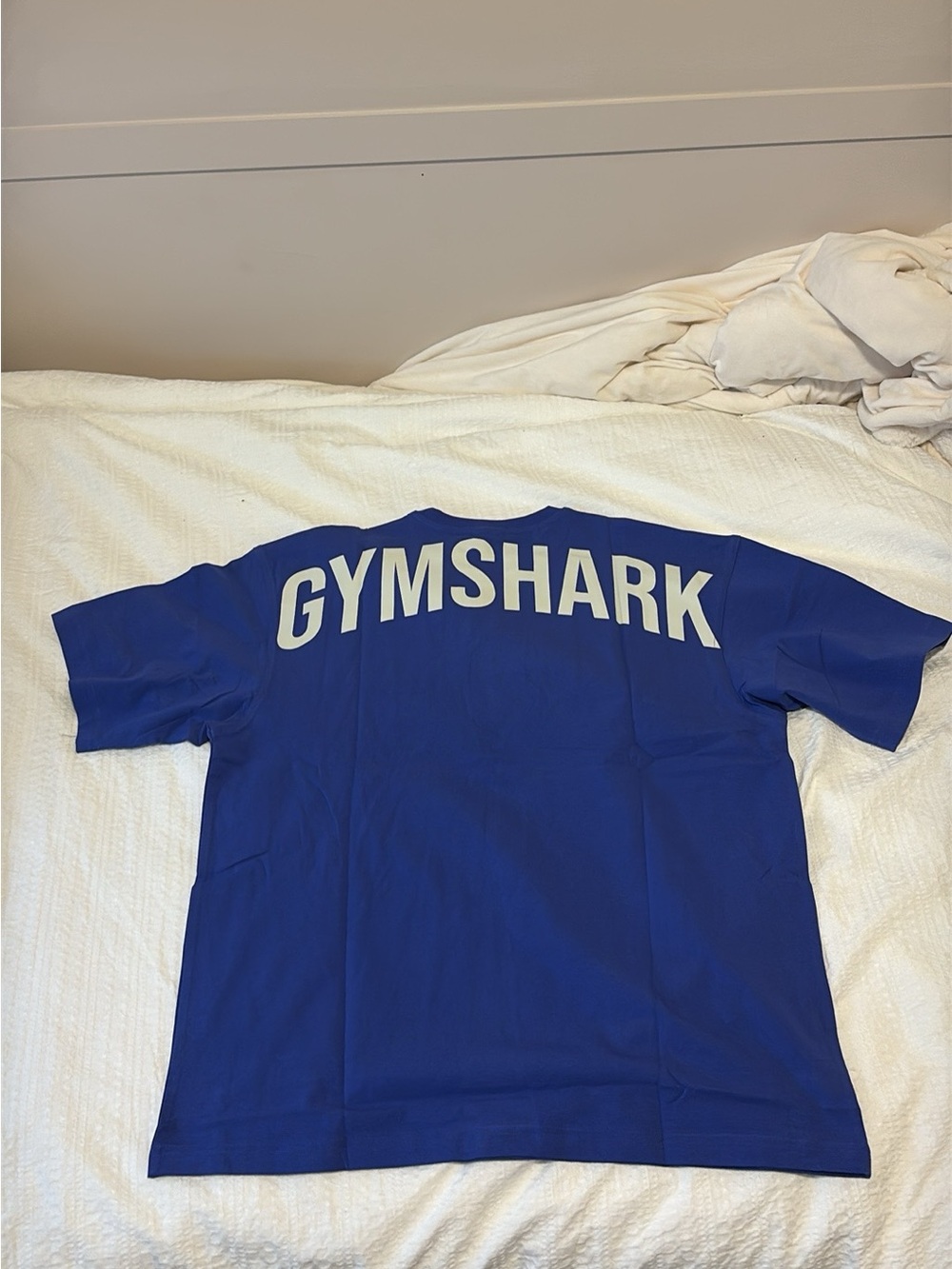 Gymshark Men’s Cobalt Blue Short Sleeve Tee with White Logo